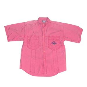 Vintage Bugle Boy Direction Pink Denim Shirt Men’s M Made in Hong Kong 90s